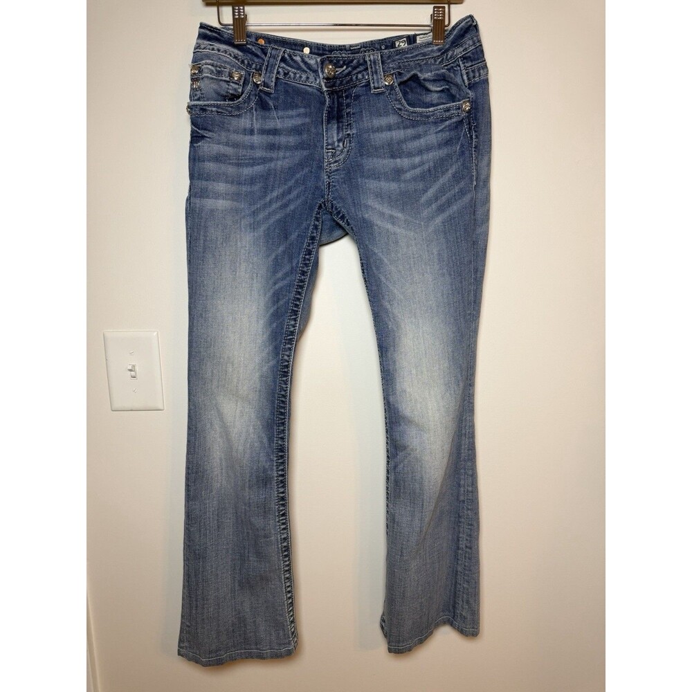 Miss Me Signature Embellished Bootcut Low Rise Jeans Size 29 (Hem Shortened) - Picture 3 of 16